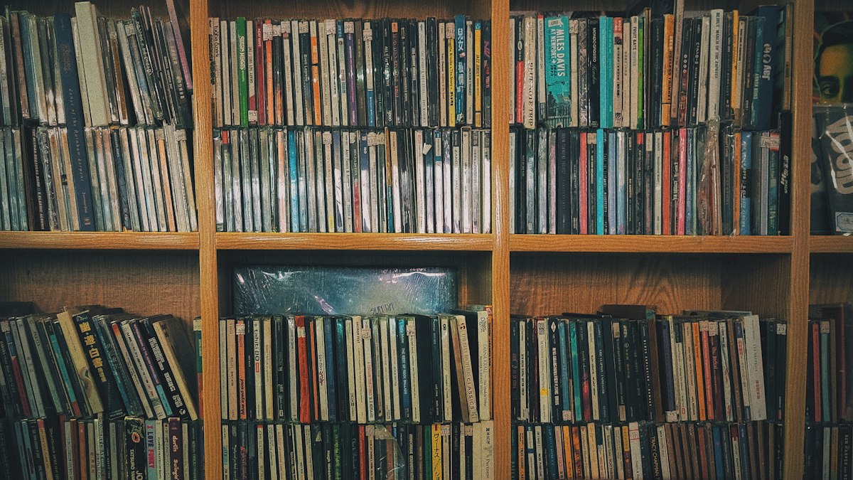 CD-Alben nebeneinander in einer Musikabteilung